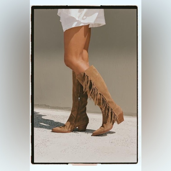DOLCE VITA Roley Suede Fringe Western Boots (Regular Calf)